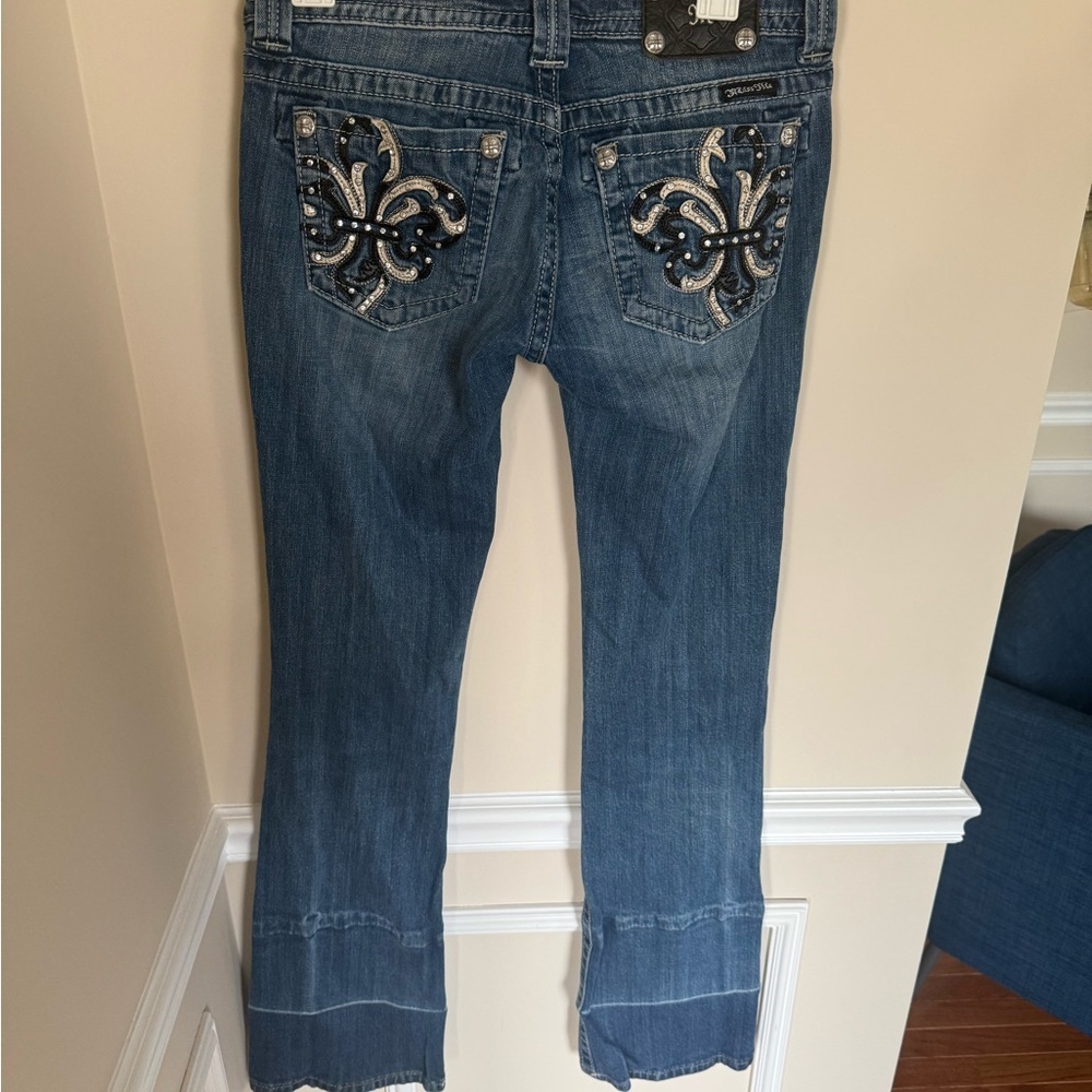 Y2K Women’s Size 29 Miss Me Bedazzled Biker Boot Cut Style JP6073B Vintage Wash - Picture 3 of 8